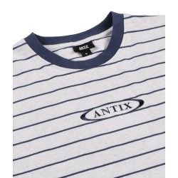 Antix Simplex Stria Organic T-Shirt Heather White Navy